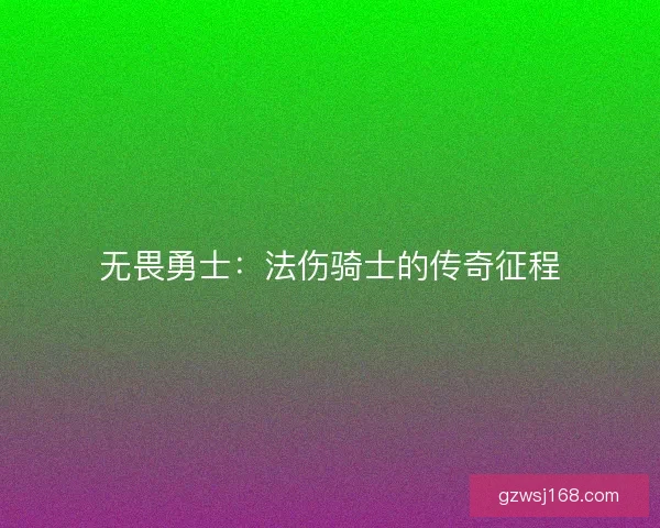 无畏勇士：法伤骑士的传奇征程